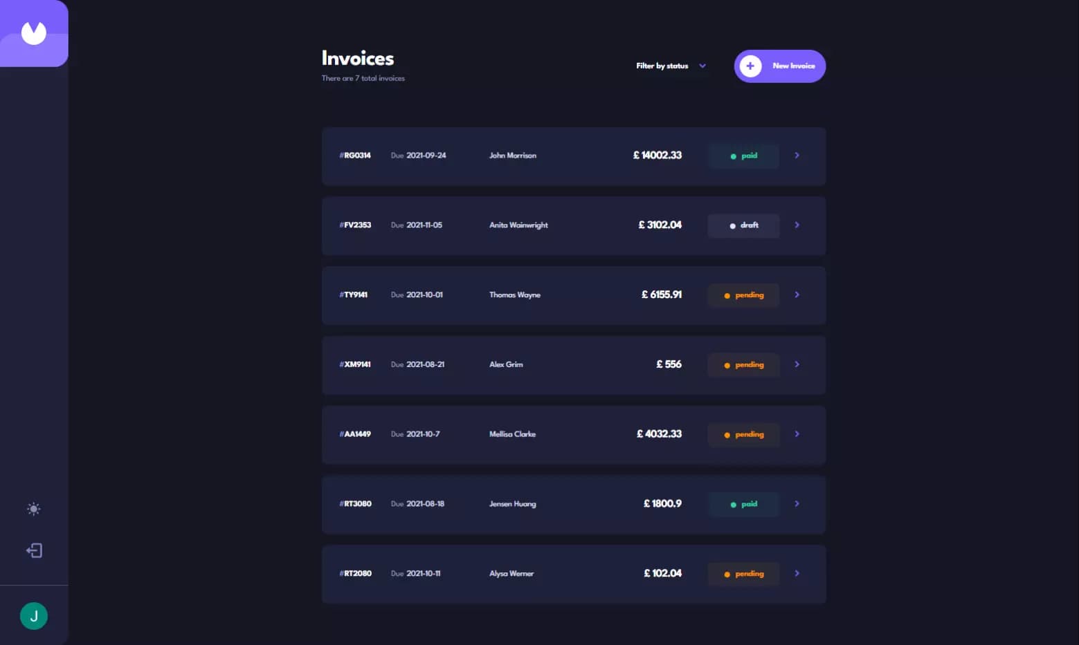 image of Fullstack Invoice App project